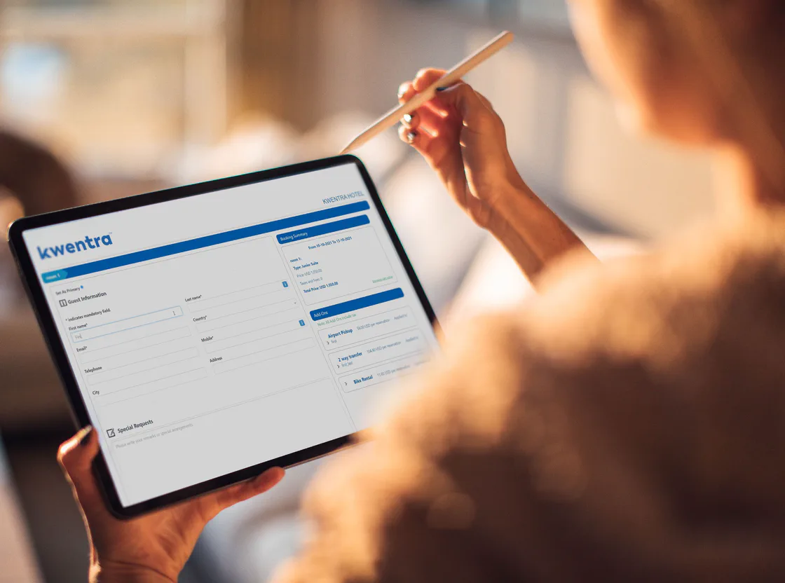 Front desk on a tablet